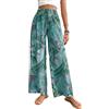 Saklifuo Pantaloni a palazzo da donna con stampa cachemire bohémien ad alta vita elastica pantaloni larghi, Viola, S