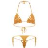 OLEETS Set Bikini all'Uncinetto per Donna - Sexy Costume da Bagno in Due Pezzi Floreale Fatto A Mano in Maglia Lingerie Moda Vita Bassa Cinturino per Spaghetti Costume da Bagno,Arancione,M