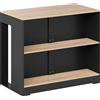 HOMCOM Bancone Bar Isola da Cucina con 3 Ripiani per Soggiorno e Salotto, 113x60x90 cm, Nero e Legno | Aosom Italy