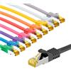 Goobay Cavo patch RJ45 CAT 6A S/FTP (PiMF), 500 MHz con cavo CAT 7 grezzo, 2 m, set in 10 colori, 2 m, blu-giallo - Guaina per cavo senza alogeni LSZH, spina RJ45 (CAT 6A), CU