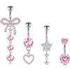 MODRSA Piercing Ombelico 14G Acciaio Inossidabile Piercing Ombelico Pendente con CZ Diamantato, Barra Banana 10MM per Donne
