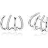 PANSHI Orecchini a lobo a semicerchio in argento Sterling con zirconi cubici, dall'aspetto simile a 4 orecchini a cerchio in oro per donne, 0.7 inches, Zirconie sintetico