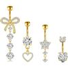 MODRSA Piercing Ombelico 14G Acciaio Inossidabile Piercing Ombelico Pendente con CZ Diamantato, Barra Banana 10MM per Donne