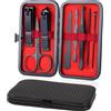 URAQT Tagliaunghie Set Professionale, 8 Pezzi Grooming Kit Strumenti, Kit Pedicure Manicure Professionale Donne Uomini per Manicure, Grooming con Bella Box (Rosso scuro)