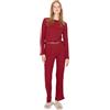 Trendyol Damen Unifarben Gestreift Mitte Webstoff T-Shirt-Hose Pyjama Set Pigiama, Burgundy, L (Pacco da 2) da Donna