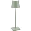 Zafferano, Poldina Pro, Lampada da Tavolo Ricaricabile e Senza Fili con Controllo Touch, Utilizzabile anche come Lampada da Esterni, Dimmer, 2200-3000 K, Altezza 38 cm, Colore Salvia