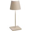 Zafferano, Poldina Pro Mini, Lampada da Tavolo Ricaricabile e Senza Fili con Controllo Touch, Utilizzabile anche come Lampada da Esterni, Dimmer, 2200-3000 K, Altezza 30 cm, Colore Sabbia