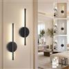 TaoFiaCo 40CM Applique da Parete a LED per Interni Ricaricabile Nero - Lampada da Parete con Telecomando 3 Temperature di Colore - Applique a LED Senza Fili con Batteria per Soggiorno 2 Pezzi