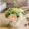 TKAS Fiori Artificiali con Vaso Ceramica, Composizioni Fiori Seta Mazzo Piante Finte da Interno Esterno, Fiori Finti Bouquet Fiori Secchi per Decorazioni Tavolo Casa Ufficio Matrimoni (Mix Color-1)