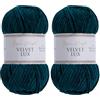 Utopia Crafts Velvet Lux Chenille Super Soft Chunky Yarn for Knitting and Crochet 2x 100g (Petrol Green)