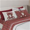 PENSIERI DELICATI Completo Letto Matrimoniale, 100% Cotone Caldo e Morbido, 2 Piazze 180x200cm, Include Lenzuolo sotto, sopra e 2 Federe, Made in Italy, Tartan Orsetto Rosso