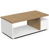 Demeyere Access Tavolino da Caffè, Legno Ingegnerizzato, Bianco & Rovere, 91 x 50 x 37 cm
