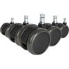 hjh OFFICE 619028-Set di 5 rotelle per Sedia da ufficio, per pavimenti duri, senza freno 10 mm, 65 mm nero