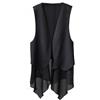 KYUERWK Tailleur Donna,Gilet Estivo In Chiffon Morbido Da Donna, con Scollo A V, Senza Maniche, Leggero, Elegante, Drappeggiato, Aperto Sul Davanti, Formale, Da Ufficio, Casual, Vintage, Cardigan, Nero L