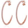QUKE Orecchini a cerchio con clip, senza buchi, con zirconia cubica, per donne e ragazze, 5.5CM, Oro rosa Zirconia cubica Argento, Zirconie sintetico