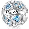 HappyStar in argento Sterling 925 Ciondolo a forma di quadrifoglio portafortuna zirconia cubica Birthstone Charms ciondolo portafortuna adatto per braccialetti Pandora europei