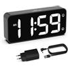 HOMVILLA Sveglia Digitale da Comodino con Ampio Display, 5-100% Luminosità e Volume Regolabili, 2 Allarme, 8 Suonerie, Snooze, Alimentato Dalla Rete Elettrica (Adapter Incluse) Nero