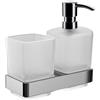 Emco Loft 53100100 - Dispenser di Sapone con Testa a Pompa cromata, Contenitore in Cristallo Satinato, Altezza 159 mm, Larghezza 155 mm, Vetro Normale, Montaggio a Parete