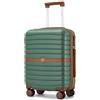KONO Valigia Bagaglio a Mano 55x40x20 Rigida ABS+PC Trolley con 8 Ruote Leggero (55 cm, Verde/Marrone)