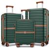 KONO Set 3 Valigie Rigida ABS+PC Trolley con 8 Ruote Leggero (55+66,5+76,5 cm, Verde Scuro)
