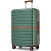 KONO Valigia Grande Rigida 23 kg ABS+PC Trolley con 8 Ruote (76,5 cm, Verde/Marrone)