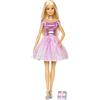 Barbie Buon Compleanno, Bambola con Capelli Biondi, Abito da Festa Rosa Scintillante con Dono, Giocattolo per Bambini 3+ Anni, GDJ36