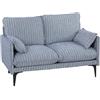 HOMCOM Divano 2 Posti Imbottito in Lino Traspirante con Filati Multicolore Delicati, Divanetto da Salotto con Imbottitura Spessa, Seduta Ampia Profonda, 2 Cuscini, Braccioli, 131x78x83 cm, Blu