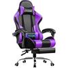 GTPLAYER Sedia da Gaming, Ergonomico Sedia da Ufficio, con Massaggiante poggiapiedi e supporto lombare, Schienale Regolabile 90-135°, Portata 150 kg, sedia per computer, Viola