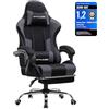 GTPLAYER Sedia da gioco ergonomica, sedia da gioco, sedia da ufficio, sedia da gioco, con schienale regolabile a 135°, altezza regolabile regolabile a piedi retrattili, seduta in tessuto grigio