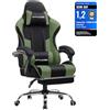 GTPLAYER Sedia da gioco ergonomica, sedia da gioco, sedia da ufficio, sedia da gioco con schienale regolabile a 135°, altezza regolabile, seduta in tessuto verde