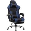 GTPLAYER Sedia da gioco ergonomica, sedia da gioco, sedia da ufficio, sedia da gioco, con schienale regolabile a 135°, altezza regolabile, seduta in tessuto blu
