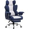 GTPLAYER Sedia Gaming Ergonomica Sedia da Gaming Reclinabile Sedia Ufficio con Poggiapiedi Sedia Gamer Schienale Regolabile per Lavoro e Gioco tessuto tecnologico blu scuro