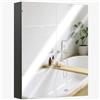 HOMCOM Armadietto Pensile da Bagno Due Ante con Specchiera e 2 Ripiani Interni, Mobiletto Bagno con Specchio e Soft Close in MDF, 60x15x75 cm, Nero