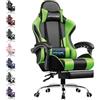 GTPLAYER Sedia da ufficio, da gaming, da gaming, ergonomica, con poggiapiedi, poggiatesta, cuscino lombare, imbottito, sedia girevole verde