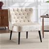 chairus Poltrona Imbottita in Velluto Poltrona da Salotto Moderna Design Poltroncina con Gambe in Legno Poltroncina Comoda per Camera da Letto/Soggiorno/Lettura, Beige