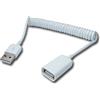 System-S Cavo USB 2.0 90 cm tipo A maschio a femmina adattatore a spirale allungabile in bianco