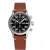 NIADI Baltany Quarzo Cronografo Degli Uomini VK67 100M Impermeabile In Acciaio Inox Vetro Zaffiro Vintage Orologi Da Polso, Cinturino in pelle marrone