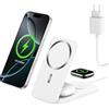 XNYAND Caricatore Wireless 3 in 1 Compatibile MagSafe, Stazione di Ricarica Magnetica Pieghevole 15W per iPhone 12-17, Apple Watch e AirPods Dock di Ricarica Wireless per Scrivania Comodino e Viaggio