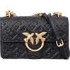 Pinko Borsa love one mini tracolla logo imprimè 100074 A1YB Z99Q BLACK.