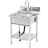 RivieraSink RiveraSink Lavello da esterno in Acciaio Inox 50×50×80 cm - Lavello 1 Vasca Autoportante con Paraspruzzi, Piedini Regolabili e Scarico, Ideale per Giardino, Cucina e Ristorazione