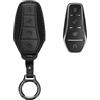 kwmobile Custodia Chiavi Vera Pelle Compatibile con BYD Atto 3 / Sealion / Han / Tang / Dolphin / Seal Custodia - Car Key Case con Anello Portachiavi - Accessori Auto - nero