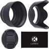 CAMKIX Set di 2 paraluce per fotocamera e 1 copriobiettivo, in gomma (pieghevole) + fiore di tulipano, parasole/scudo, riduce i riflessi e i riflessi, blocca la luce solare in eccesso per una migliore