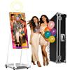 JIAQINMOTD Cabina fotografica a specchio magico da 101 cm, portatile per selfie con touch screen da 21,5 pollici, mini PC integrato, luce ad anello RGB, custodia per feste, matrimoni, eventi (bianco, macchina