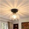 Riserva Lampada da Soffitto Vetro, E27 Plafoniera Soffitto Nero, Plafoniera Moderna per Corridoio, Ingresso, Cucina, Balcone, Camera da Letto, Hotel, 18cm