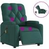 vidaXL Sedia da massaggio elettrica in tessuto verde scuro