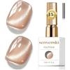 Senvenski Gelatina Vetro Cat Eye Smalto Semipermanente, 15ML Occhi di Gatto Magnetica per Gel Unghie Kit Olografico Glitterato Cristallo Smalti Unghie Salon Home DIY (champagne beige, 0.5fl oz)