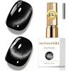 Senvenski Gelatina Vetro Cat Eye Smalto Semipermanente, 15ML Occhi di Gatto Magnetica per Gel Unghie Kit Olografico Glitterato Cristallo Smalti Unghie Salon Home DIY (Nero Glitterato, 0.5fl oz)