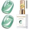 Senvenski Gelatina Vetro Cat Eye Smalto Semipermanente, 15ML Occhi di Gatto Magnetica per Gel Unghie Kit Olografico Glitterato Cristallo Smalti Unghie Salon Home DIY (Verde menta, 0.5fl oz)