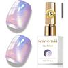 Senvenski Gelatina Vetro Cat Eye Smalto Semipermanente, 15ML Occhi di Gatto Magnetica per Gel Unghie Kit Olografico Glitterato Cristallo Smalti Unghie Salon Home DIY (Gelatina Sirena, 0.5fl oz)