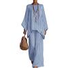Gienslru 2 Pezzi Tuta Donna Complete Elegante Lino Estivo Boho Chic Top Kaftano Vintage e Pantaloni Gamba Larga Tute Curvy Completo Cerimonia Leggero Taglie Forti Spiaggia Vacanze Primaverile Set